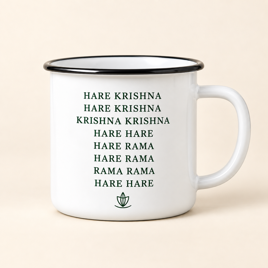 Mahamantra Enamel Mug — White