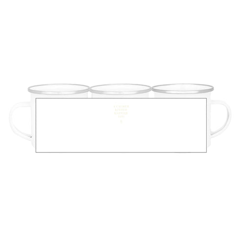 Calmer, Kinder, Happier Enamel Mug — White