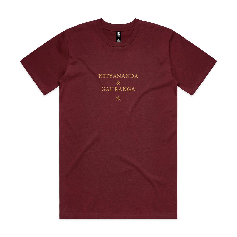 Nityananda & Gauranga Tee — Burgundy